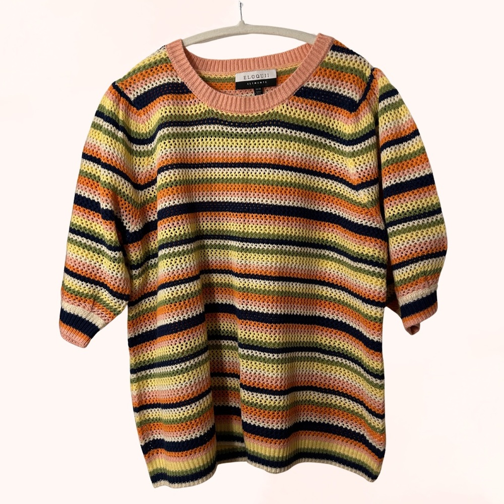 Eloquii Striped Knit Multicolored Blouse – Size 18 - Picture 10 of 10